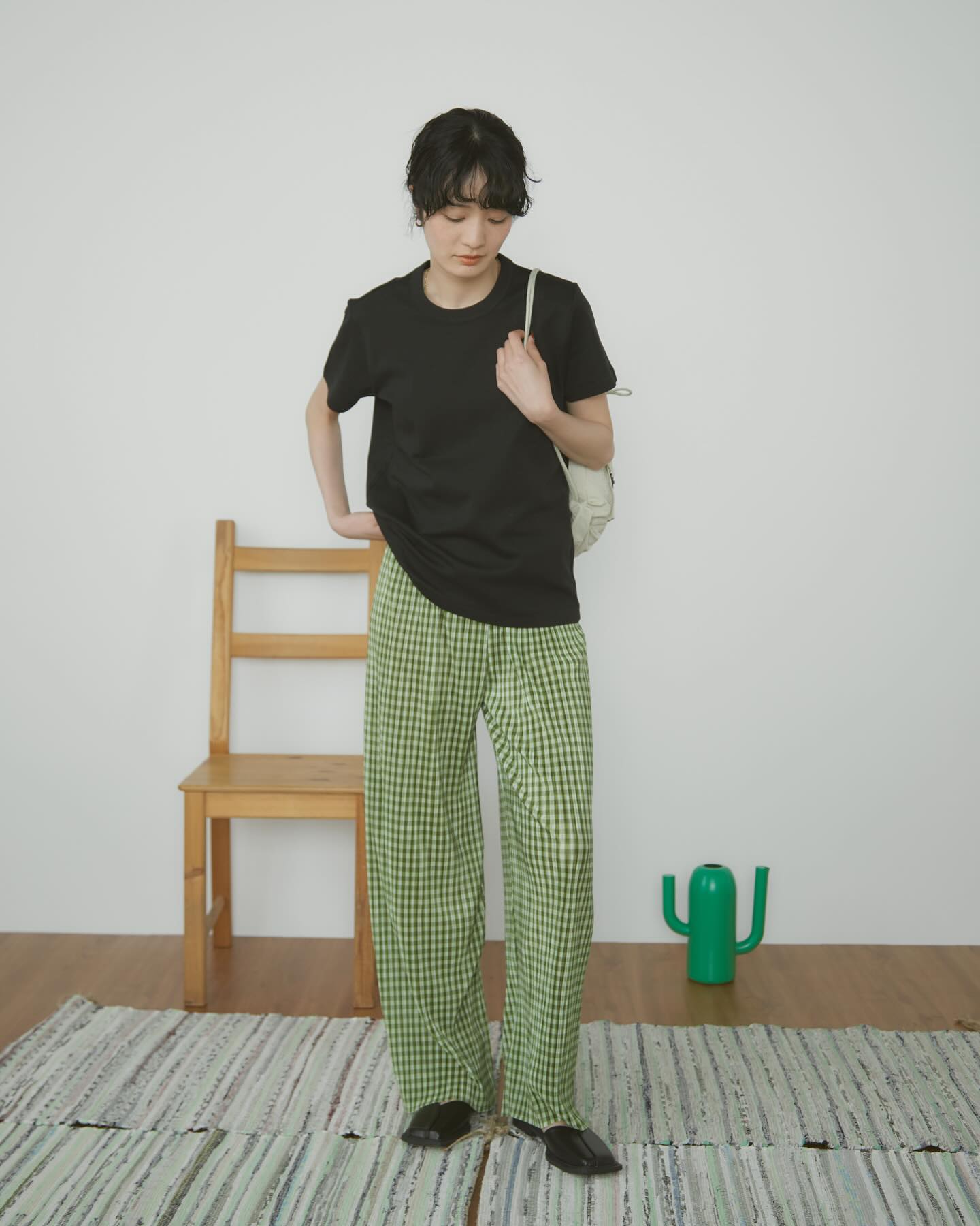 【腰部鬆緊帶】格紋格紋百褶褲